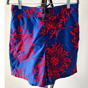 Nautica Men Swimming Board Surf Shorts Size Medium Mesh Brief Floral 7” inseam